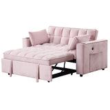 English Elm 58" 4-1 Multi-Functional Sofa Bed With Cup Holder and Usb Port For Living Room Or Apartments Pink