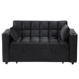 English Elm 58" 4-1 Multi-Functional Sofa Bed With Cup Holder and Usb Port For Living Room Or Apartments Black