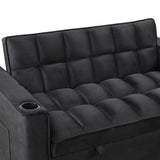 English Elm 58" 4-1 Multi-Functional Sofa Bed With Cup Holder and Usb Port For Living Room Or Apartments Black