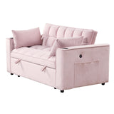 English Elm 58" 4-1 Multi-Functional Sofa Bed With Cup Holder and Usb Port For Living Room Or Apartments Pink