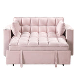 English Elm 58" 4-1 Multi-Functional Sofa Bed With Cup Holder and Usb Port For Living Room Or Apartments Pink