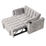 English Elm 58" 4-1 Multi-Functional Sofa Bed With Cup Holder and Usb Port For Living Room Or Apartments, Gray