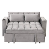 English Elm 58" 4-1 Multi-Functional Sofa Bed With Cup Holder and Usb Port For Living Room Or Apartments, Gray