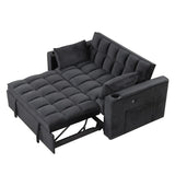 English Elm 58" 4-1 Multi-Functional Sofa Bed With Cup Holder and Usb Port For Living Room Or Apartments Black