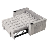 English Elm 58" 4-1 Multi-Functional Sofa Bed With Cup Holder and Usb Port For Living Room Or Apartments, Gray