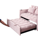 English Elm 58" 4-1 Multi-Functional Sofa Bed With Cup Holder and Usb Port For Living Room Or Apartments Pink