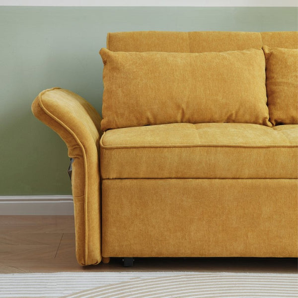 English Elm Chenille Sleeper Loveseat Sofa Bed with Adjustable Armrests for Studio Living W848132155