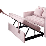 English Elm 58" 4-1 Multi-Functional Sofa Bed With Cup Holder and Usb Port For Living Room Or Apartments Pink