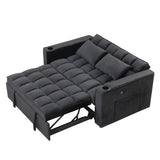 English Elm 58" 4-1 Multi-Functional Sofa Bed With Cup Holder and Usb Port For Living Room Or Apartments Black