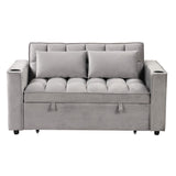 English Elm 58" 4-1 Multi-Functional Sofa Bed With Cup Holder and Usb Port For Living Room Or Apartments, Gray