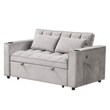 English Elm 58" 4-1 Multi-Functional Sofa Bed With Cup Holder and Usb Port For Living Room Or Apartments, Gray