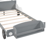 English Elm Twin Size Car-Shaped Platform Bed,Twin Bed With Storage Shelf For Bedroom,Gray