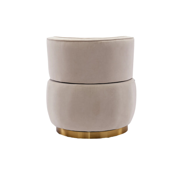 English Elm 360 Swivel Barrel Chair Plush Velvet Accent Sofa with High-Density Foam, Sturdy Frame, 300lb Capacity for Living Room Beige W395102771