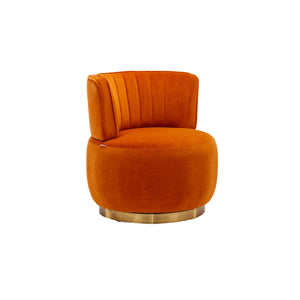 English Elm 360 Swivel Barrel Chair Plush Velvet Accent Sofa with High-Density Foam, Sturdy Frame, 300lb Capacity for Living Room Orange W395102774