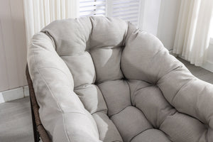 English Elm Outdoor Rattan Rocking Chair Oversized Hand-Woven Egg Recliner with Plush Cushion, Durable Steel Frame, Weather-Resistant Comfort for Patio Beige W640105281