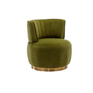 English Elm 360 Swivel Barrel Chair Plush Velvet Accent Sofa with High-Density Foam, Sturdy Frame, 300lb Capacity for Living Room Olive W395102773