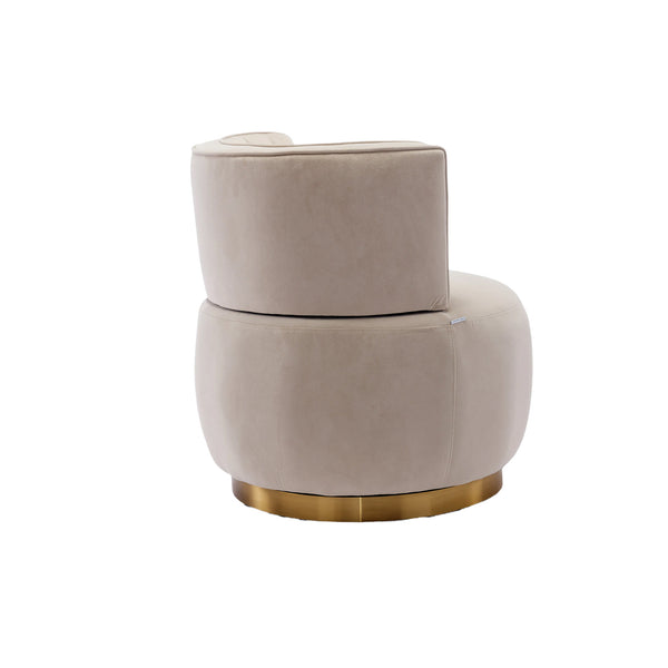 English Elm 360 Swivel Barrel Chair Plush Velvet Accent Sofa with High-Density Foam, Sturdy Frame, 300lb Capacity for Living Room Beige W395102771