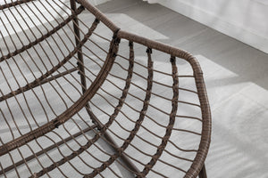 English Elm Outdoor Rattan Rocking Chair Oversized Hand-Woven Egg Recliner with Plush Cushion, Durable Steel Frame, Weather-Resistant Comfort for Patio Navy Blue W640105286