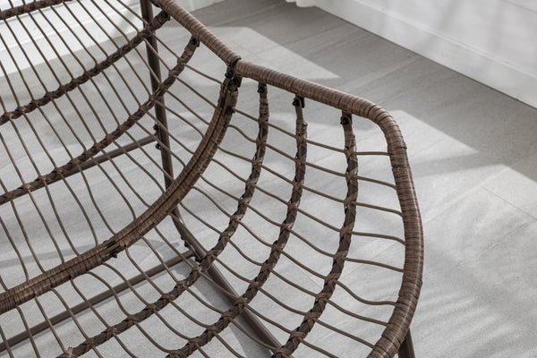 English Elm Outdoor Rattan Rocking Chair Oversized Hand-Woven Egg Recliner with Plush Cushion, Durable Steel Frame, Weather-Resistant Comfort for Patio Navy Blue W640105286