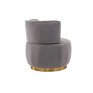 English Elm 360 Swivel Barrel Chair Velvet Accent Sofa with High-Density Foam, Sturdy Hardwood Frame, 300lb Capacity Gray W395102772