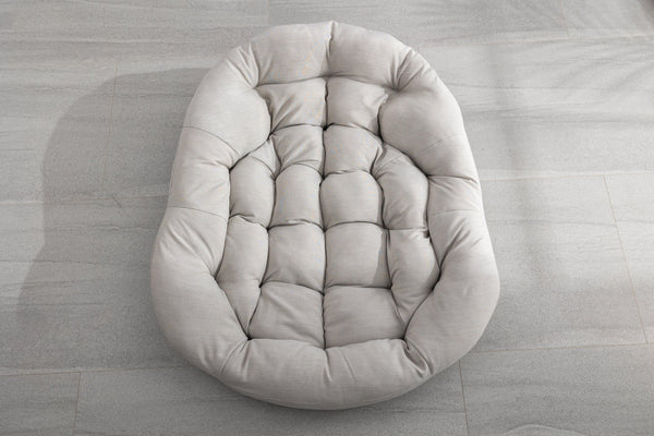 English Elm Outdoor Rattan Rocking Chair Oversized Hand-Woven Egg Recliner with Plush Cushion, Durable Steel Frame, Weather-Resistant Comfort for Patio Beige W640105281