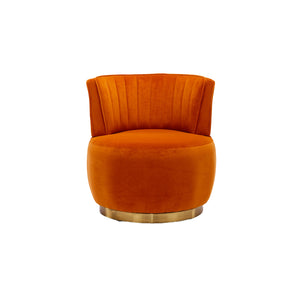 English Elm 360 Swivel Barrel Chair Plush Velvet Accent Sofa with High-Density Foam, Sturdy Frame, 300lb Capacity for Living Room Orange W395102774