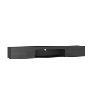 English Elm Floating 65" TV Stand Wall Mounted with 16-Color LEDs, Remote, Modern Floating Cabinet for 55–65" TVs, Black W1321104202
