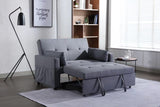 Hearth and Haven 2 Seaters Slepper Sofa Bed.Dark Grey Linen Fabric 3-in-1 Convertible Sleeper Loveseat with Side Pocket. W120381411