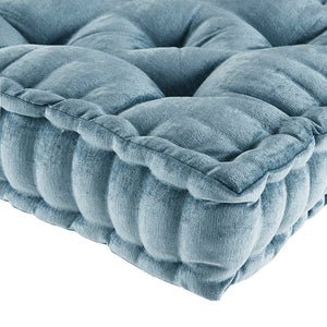 English Elm Poly Chenille Square Floor Pillow Cushion with Tufted Scalloped Edge, Soft Textured Chenille Comfort for Lounging Aqua 20.67 L x 4.92 W x 20.08 H B03596305