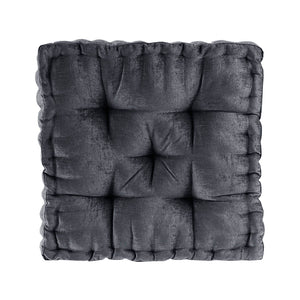 English Elm Poly Chenille Tufted Scalloped Floor Pillow Cushion Charcoal 20x20" Cozy Textured Accent Seat Decor B03596310
