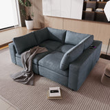 English Elm U-Style Upholstered Modular Sofa With Usb Charge Ports,Wireless Charging and Built-In Bluetooth Speaker In Arm,Sectional Sofa For Living Room Apartment(4-Seater)