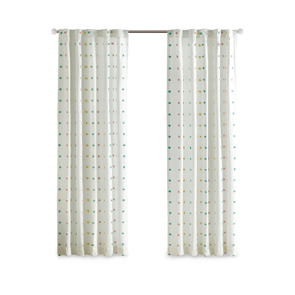 English Elm Cotton Callie Jacquard Pom Pom Curtain Panel 50x84" OEKO-TEX 100% Cotton Lined Rod Pocket Panel B03596330