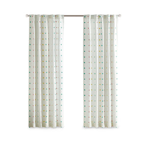 English Elm Cotton Callie Jacquard Pom Pom Curtain Panel 50x84" OEKO-TEX 100% Cotton Lined Rod Pocket Panel B03596330