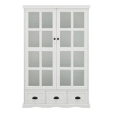 Hearth and Haven Pave 2 Doors Curio Cabinet with Adjustable Shelves and 3 Drawers, White W1693S00003