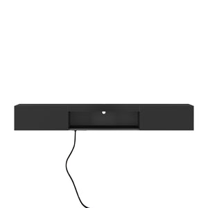 English Elm Floating 65" TV Stand Wall Mounted with 16-Color LEDs, Remote, Modern Floating Cabinet for 55–65" TVs, Black W1321104202