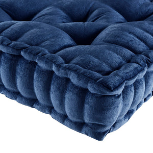 English Elm Poly Azza Chenille Square Floor Pillow Navy 20x20" — Tufted Scalloped Edge, Plush 100% Polyester Comfort & Versatile Layering B03596309