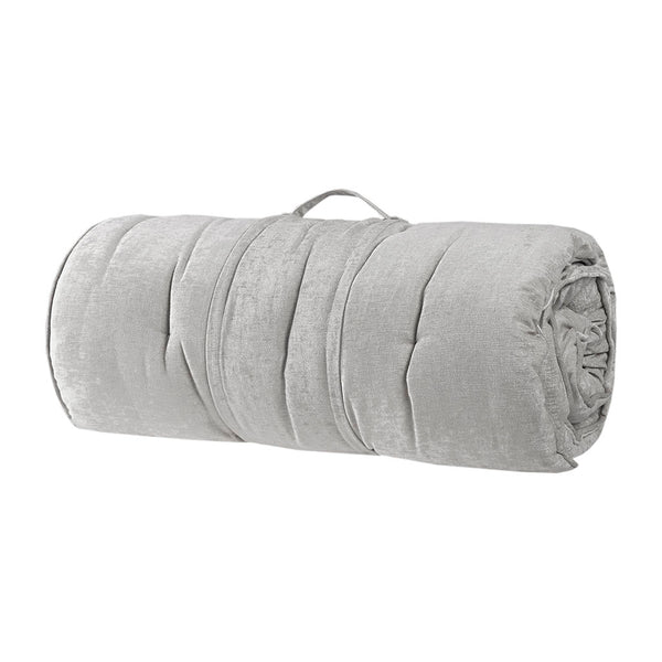 English Elm Poly Chenille Lounge Floor Pillow Cushion with Tufted Texture, Plush Polyester Fill, Travel Wrap Cozy Appeal Grey 12.99 L x 12.99 W x 27.95 H B03596312