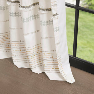 English Elm Cotton Boho Printed Curtain Panel With Tassel Trim, Light Filtering & Easy Hanging Design, 50"X84" B03596631