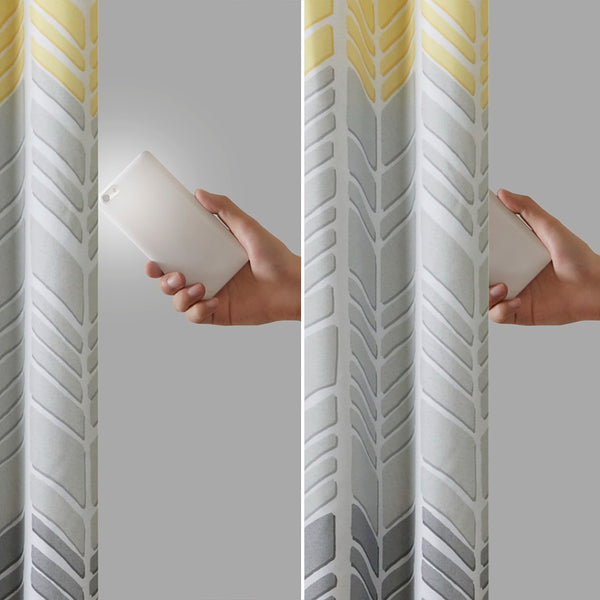 English Elm Printed Total Blackout Curtain Panel - Modern Chevron Design For Ultimate Privacy & Energy Savings B03596321-GIGA