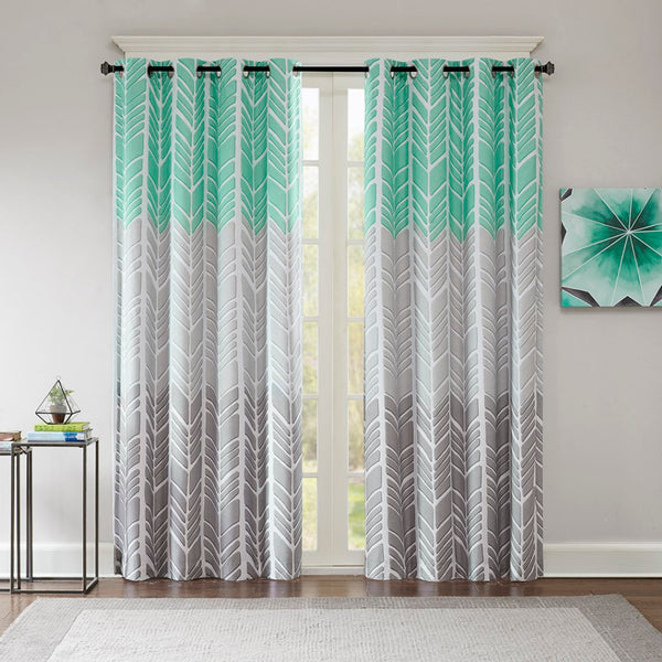 English Elm Printed Total Blackout Curtain Panel - Modern Chevron Design, 100% Light Blocking, Easy Care & Insulation B03596320-GIGA