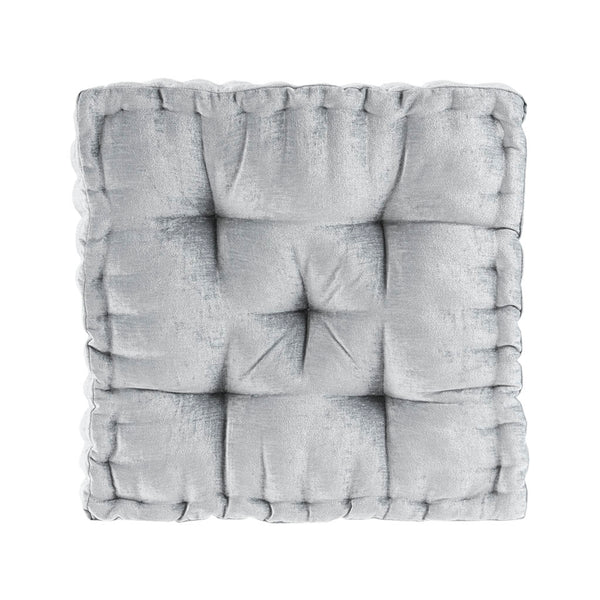 English Elm Poly Chenille Square Floor Pillow Cushion with Tufted Scalloped Edge, Soft Textured Chenille Comfort for Lounging Grey 20.67 L x 4.92 W x 20.08 H B03596306