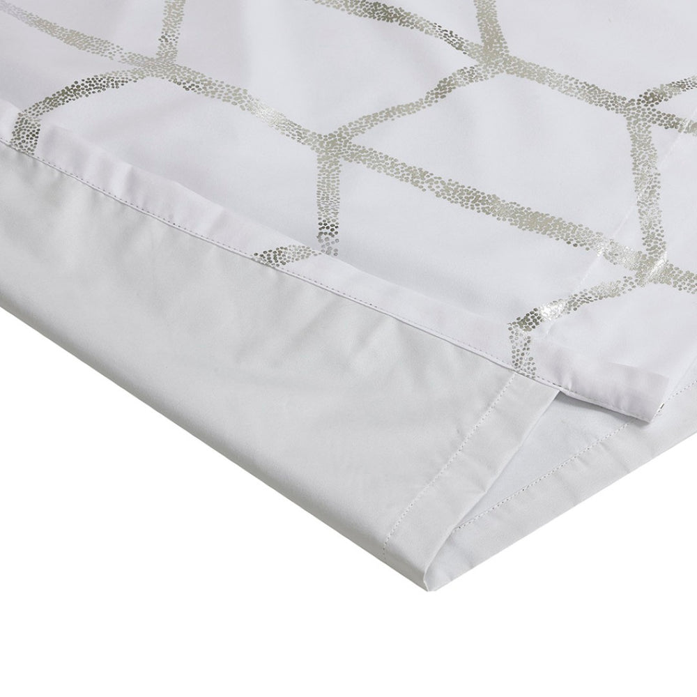 English Elm Total Blackout Modern Metallic Print Grommet Curtain Panel - Light Control, Energy Efficient Design B03596334-GIGA