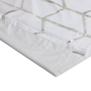 English Elm Total Blackout Modern Metallic Print Grommet Curtain Panel - Light Control, Energy Efficient Design B03596334-GIGA