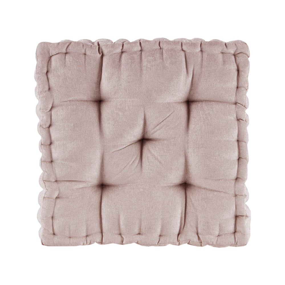 English Elm Poly Chenille Square Floor Pillow Cushion Azza Tufted Scalloped Edge Soft Textured Cozy Accent Pad Blush 20.67 L x 4.92 W x 20.08 H B03596303