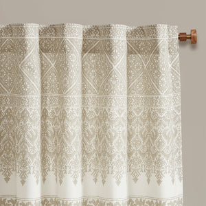 English Elm Cotton Boho-Chic Printed Curtain Panel With Chenille Detail & Lining For Elegant Window Style B03596630