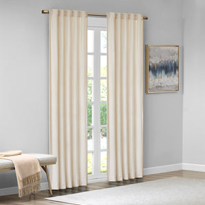 English Elm Room Darkening 510 Design Colt Poly Velvet Window Panel Pair Ivory 37x95" OEKO-TEX, Plush, Privacy Drapes B03594990