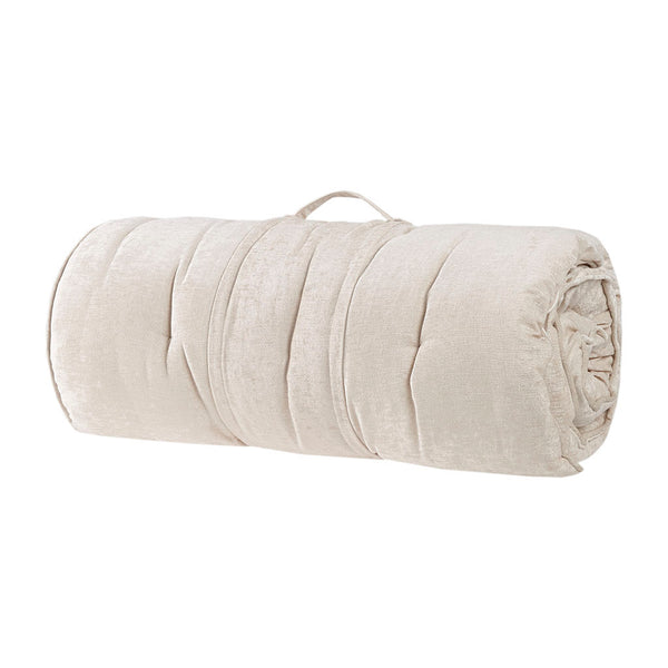 English Elm Poly Chenille Lounge Floor Pillow Cushion with Tufted Texture, Plush Polyester Fill, Travel Wrap Cozy Appeal Ivory 12.99 L x 12.99 W x 27.95 H B03596311