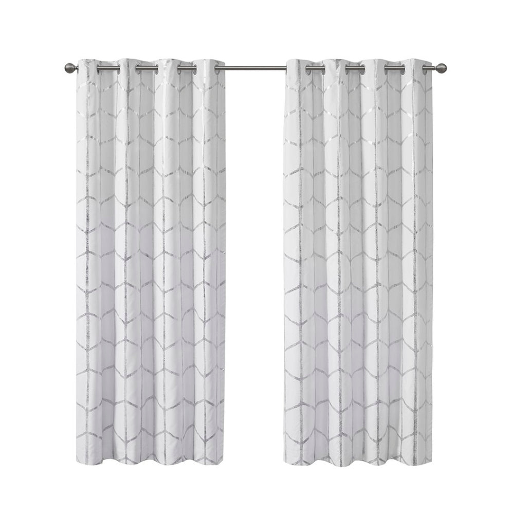 English Elm Total Blackout Modern Metallic Print Grommet Curtain Panel - Light Control, Energy Efficient Design B03596334-GIGA