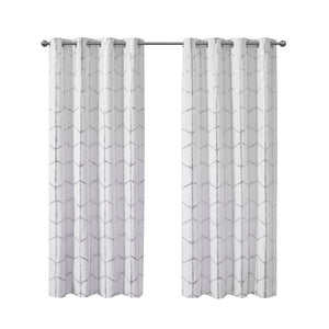 English Elm Total Blackout Modern Metallic Print Grommet Curtain Panel - Light Control, Energy Efficient Design B03596334-GIGA