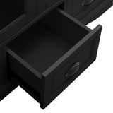 Hearth and Haven Pave 2 Doors Curio Cabinet with Adjustable Shelves and 3 Drawers, Black W1693S00004